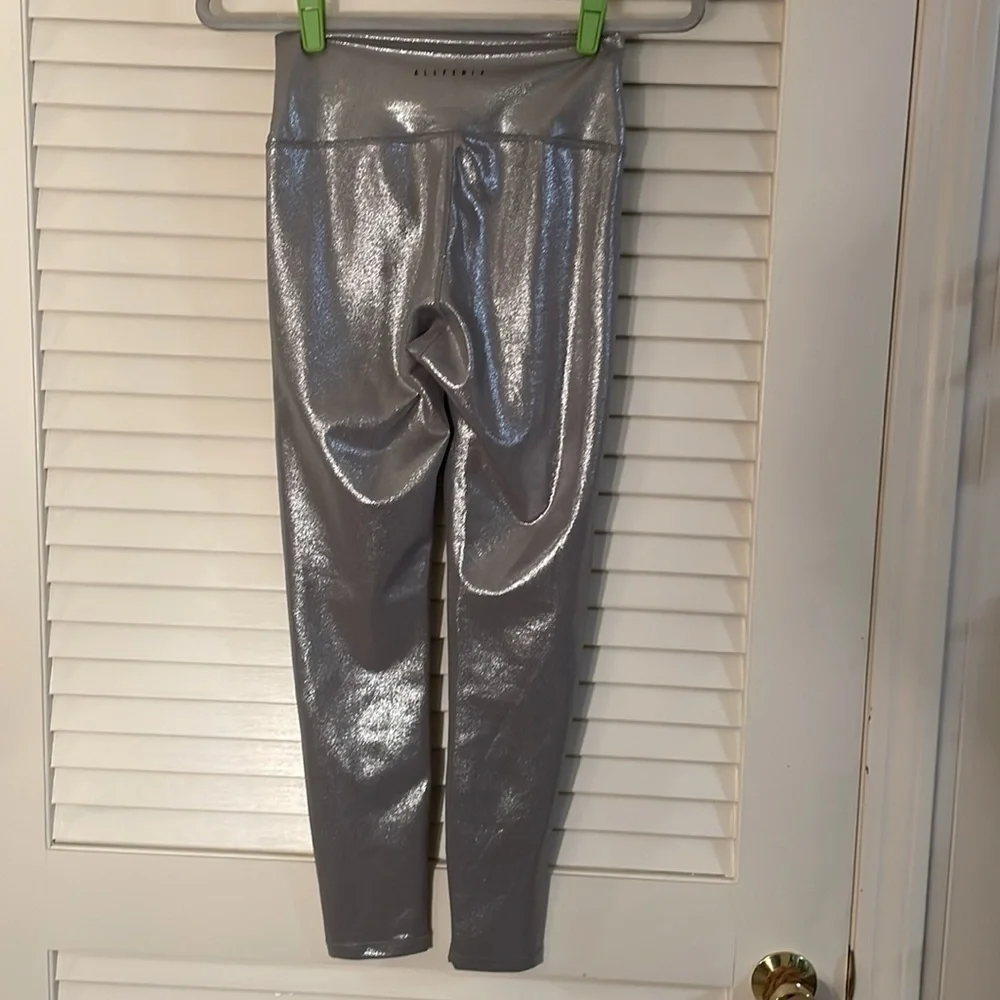 AllFenix Liquid Silver Metallic Leggings Size S